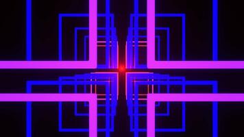 Deep Blue and Orange Fantastic Spatial Corridor of Square Shapes Background VJ Loop in 4K video