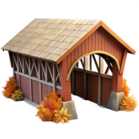 elegant rustic Covered Bridge in Fall Isolated on White original png