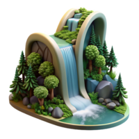 magnificent abstract Curved Waterfall with Dense Forest Backdrop Isolated genuine png