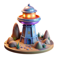 extraordinary traditional Cutout Terraform Tower on Rocky Alien Terrain authentic png