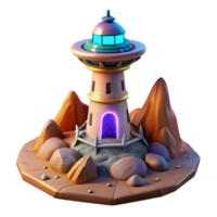 serene classic Cutout Terraform Tower on Rocky Alien Terrain high resolution png
