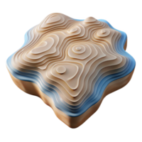 dramatic rustic D Topographic Map Render with Transparent Background png