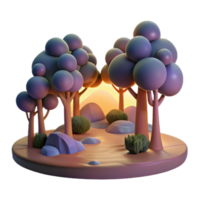 stunning rustic Dusk Landscape Trees Transparent Background Isolated png
