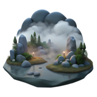 serene classic Dusk Landscape with Fog Cutout Element authentic png
