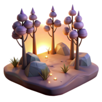 elegant contemporary Dusk Landscape with Trees Isolated Transparent Background authentic png