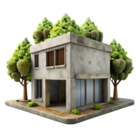 vibrant vintage Empty Building with Trees Growing Through Isolated authentic png