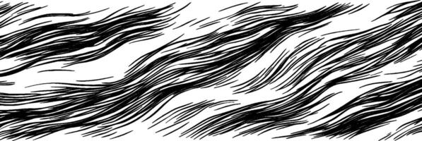 Repeating vintage woodcut illustration of a fur pattern with flowing lines and textures vector