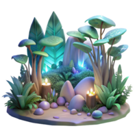 vibrant creative Ethereal Forest Background with Glowing Plants Cutout original png