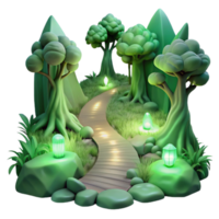 elegant abstract Ethereal Forest Path Isolated with Soft Green Glow detailed png
