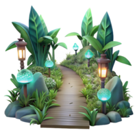 impressive creative Ethereal Forest Path Isolated with Soft Green Glow high quality png