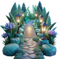 elegant rustic Ethereal Forest Path Isolated with Soft Green Glow premium png