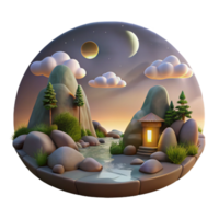 vibrant creative Evening Landscape Isolated with Transparent Background high resolution png