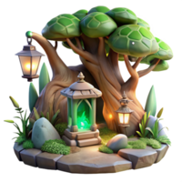 magnificent classic Fantasy Forest Scene with Lyrax Glow Transparent authentic png