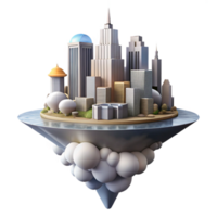 serene artistic Floating Cityscape Transparent Background Dramatic Clouds premium png