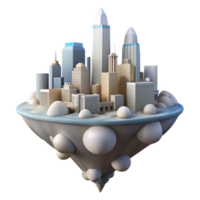 extraordinary abstract Floating Cityscape Transparent Background Dramatic Clouds original png