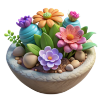 vibrant artistic Floating Garden with Transparent Background and Colorful Flowers Isolated high resolution png