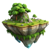 vibrant rustic Floating Island Transparent Background Lush Greenery authentic png