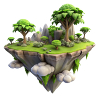 impressive abstract Flying Island Cutout Lush Greenery Transparent Background high quality png