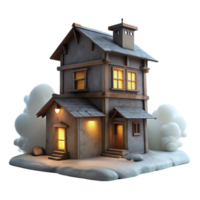 elegant modern Fog Enveloped Building Isolated Night View high resolution png