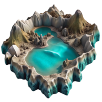 wonderful rustic Fractal Fjord Isolated Turquoise Waters Aerial View authentic png