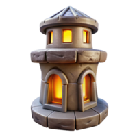 extraordinary creative Front View Terraform Tower Cutout with Glowing Windows high resolution png