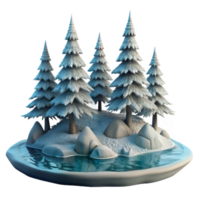 beautiful traditional Frosted Pine Trees by Fjord Isolated on Transparent Background premium png