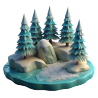 stunning artistic Frosted Pine Trees by Fjord Isolated on Transparent Background detailed png