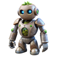 magnificent minimalist Futuristic Robot with Organic Growth Isolated Element png