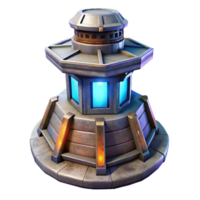 serene rustic Futuristic Terraform Tower Cutout with Glowing Panels detailed png