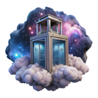 vibrant minimalist Galactic Elevator Isolated Ascending Through Nebula Clouds high resolution png