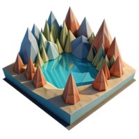 magnificent vintage Geometric Lake Landscape with Sharp Angles Isolated high resolution png