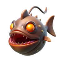 serene creative Glowing Anglerfish Cutout with Frontal View high quality png