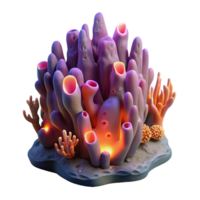 serene modern Glowing Coral Reef Cavern Cutout Side View png