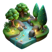 vibrant classic Glowing Forest Stream Isolated on Transparent Background high resolution png