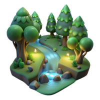 wonderful abstract Glowing Forest Stream Isolated on Transparent Background premium png