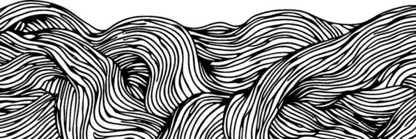 Vintage woodcut illustration showcasing intricate random squiggles in a flowing pattern vector