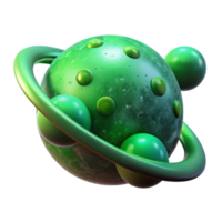 beautiful minimalist Glowing Green Nebula and Planets Isolated Element high quality png