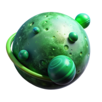elegant rustic Glowing Green Nebula and Planets Isolated Element detailed png