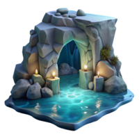 vibrant abstract Glowing Moonlit Cavern in Dark Ocean Cliffs Cutout detailed png