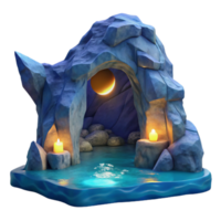 elegant abstract Glowing Moonlit Grotto in Ocean Cliff Isolated professional png