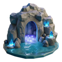 elegant abstract Glowing Moonlit Cavern in Dark Ocean Cliffs Cutout high quality png