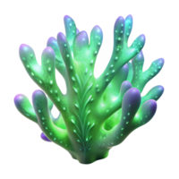extraordinary artistic Glowing Seaweed Cutout with Bright Blue Luminescence authentic png