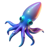 serene artistic Glowing Squid Cutout with Dynamic Pose authentic png