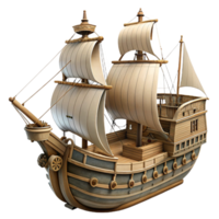 wonderful rustic Grand Galleon Cutout with Detailed Rigging Transparent Background authentic png