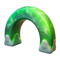 dramatic artistic Green Auroral Arch Transparent Background Isolated Element authentic png