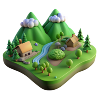serene abstract Green Valley Cutout Isolated Earthy Terrain Top View high resolution png