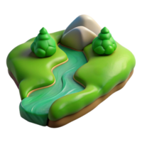 vibrant vintage Green Valley Stream Cutout Isolated with Transparent Background original png