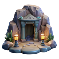 magnificent minimalist Grotto Entrance Isolated Ocean Cliff Cavern at Night high resolution png