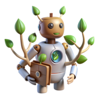 beautiful traditional Growing Branches Emerging From Robot Eye Isolated exclusive png