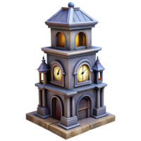 impressive artistic Haunted Clock Tower Isolated with Desaturated Colors high resolution png